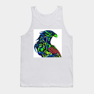 blue arts mecha peregrine falcon halcon ecopop in mexican techno organic tribal totonac patterns Tank Top